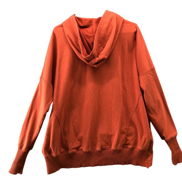 Bucket List Oversized Hoodie Womens M Snap Pullover Cotton Dolman Burnt Orange - Picture 2 of 11